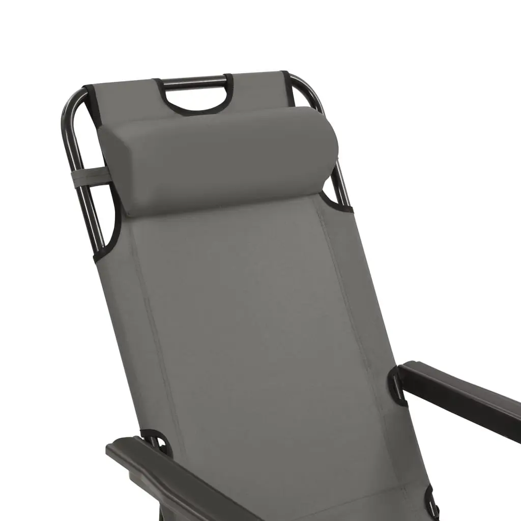 Folding Sun Loungers Adjustable Reclining 2 pcs Grey Powder-coated Steel PVC-coated Polyester