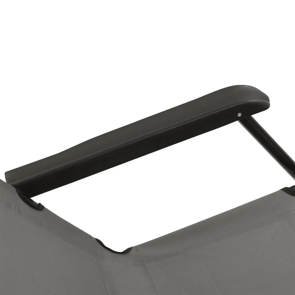 Folding Sun Loungers Adjustable Reclining 2 pcs Grey Powder-coated Steel PVC-coated Polyester
