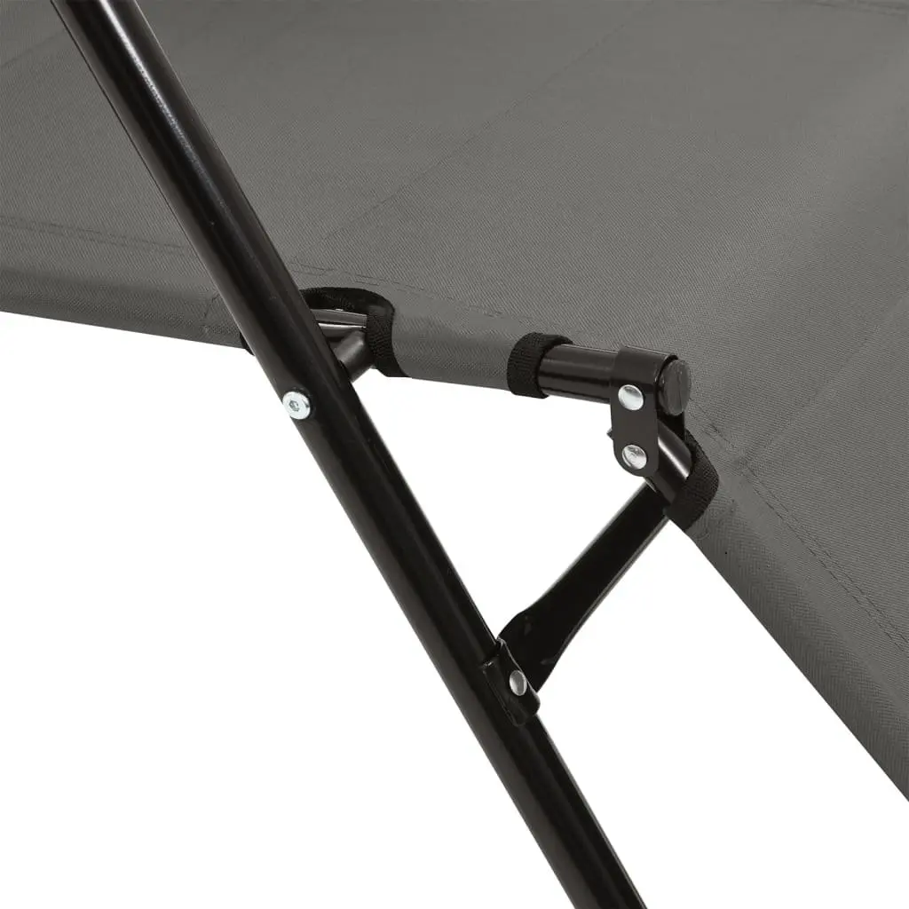 Folding Sun Loungers Adjustable Reclining 2 pcs Grey Powder-coated Steel PVC-coated Polyester