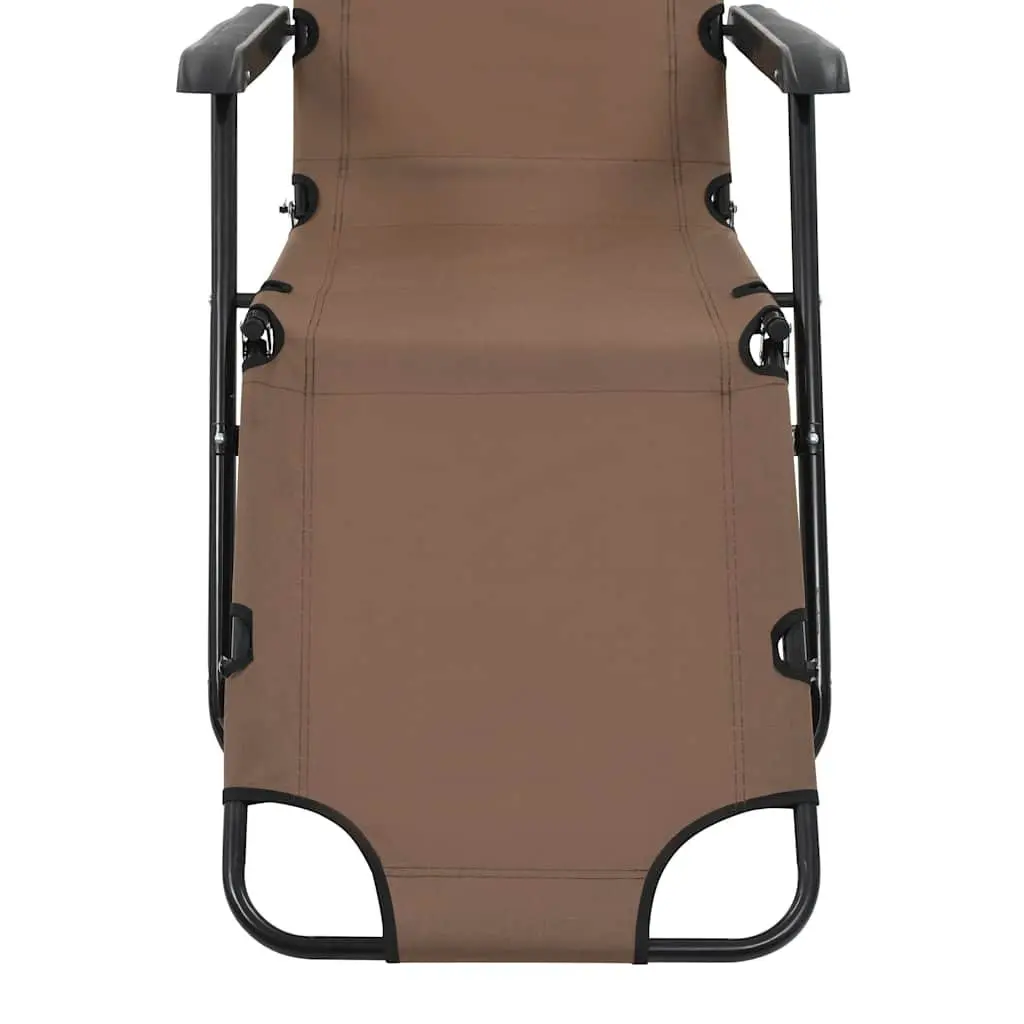 Folding Adjustable Sun Loungers Outdoor Reclining Chairs with Headrest and Footrest Brown 2 Piece