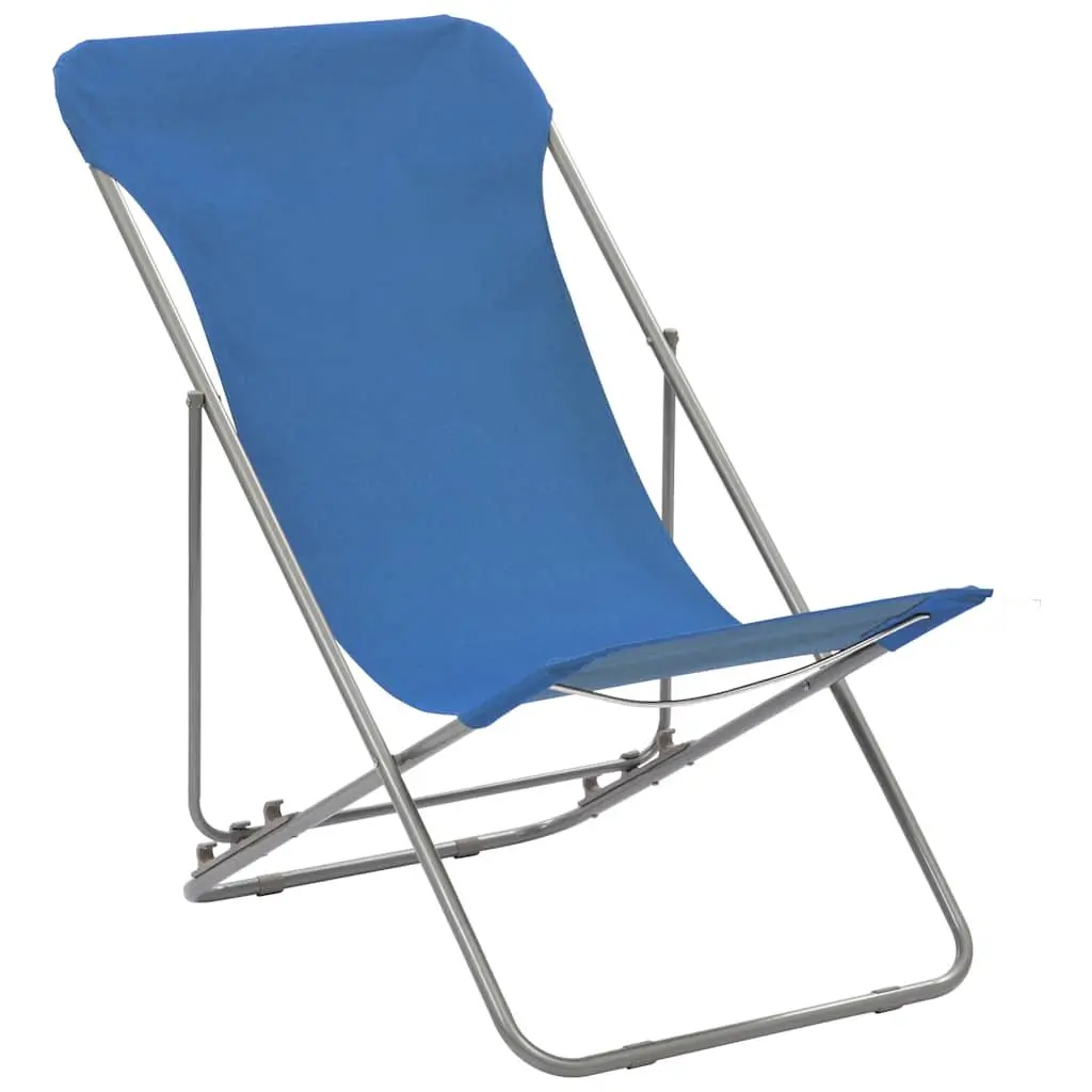 Folding Beach Chairs 600D Oxford Fabric 2 Piece Outdoor Seating Reclining Blue