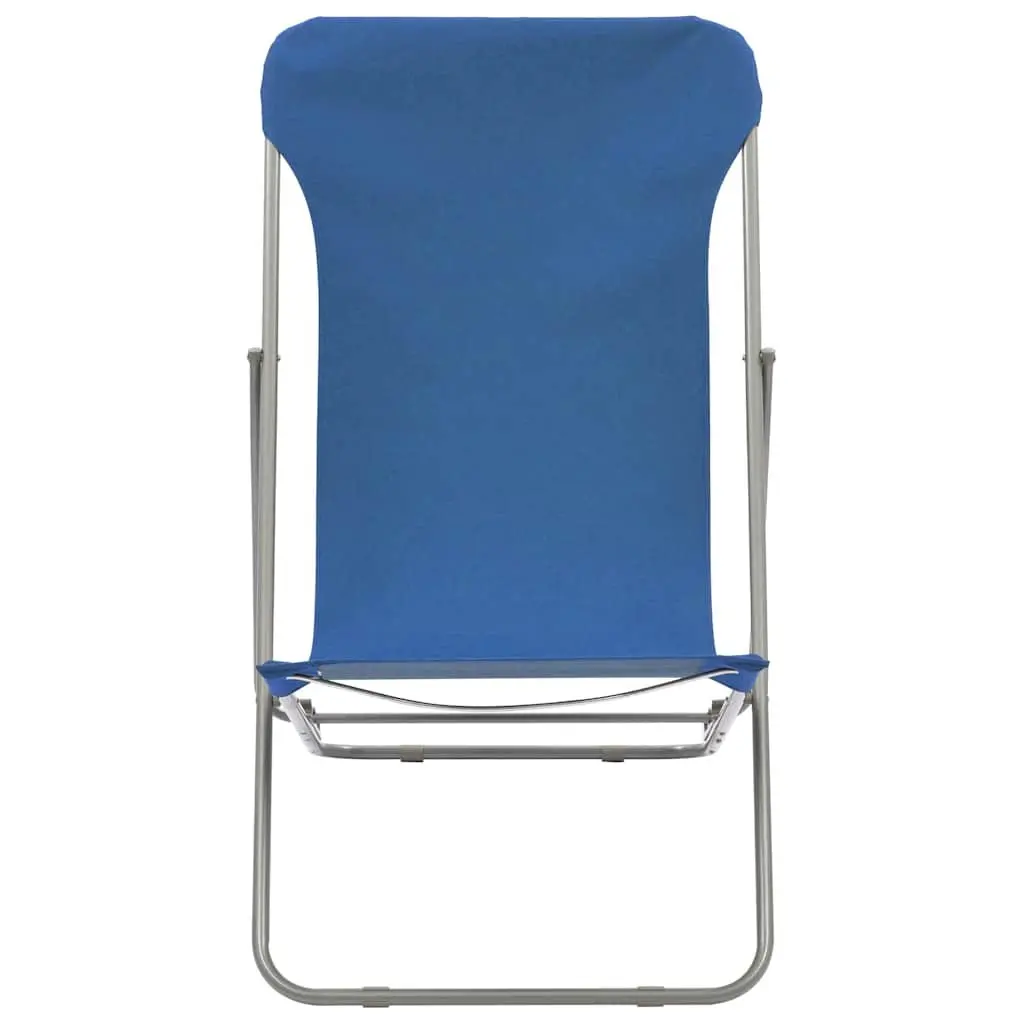 Folding Beach Chairs 600D Oxford Fabric 2 Piece Outdoor Seating Reclining Blue