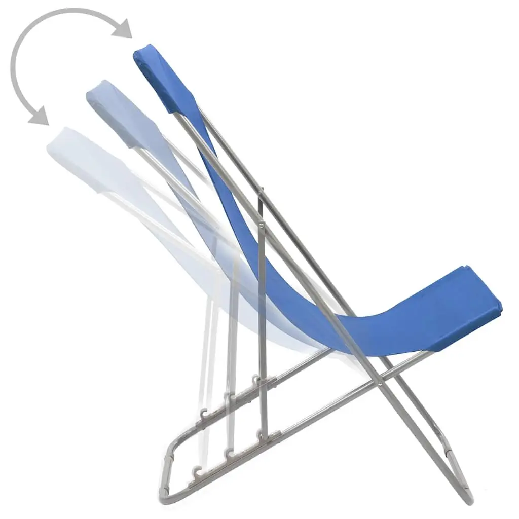 Folding Beach Chairs 600D Oxford Fabric 2 Piece Outdoor Seating Reclining Blue