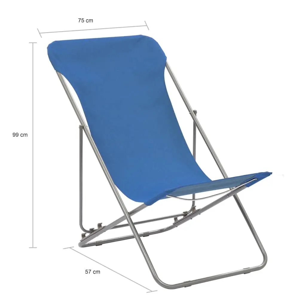 Folding Beach Chairs 600D Oxford Fabric 2 Piece Outdoor Seating Reclining Blue