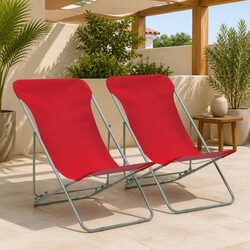 Practical Folding Beach Chairs 2 Pcs for Outdoor Use