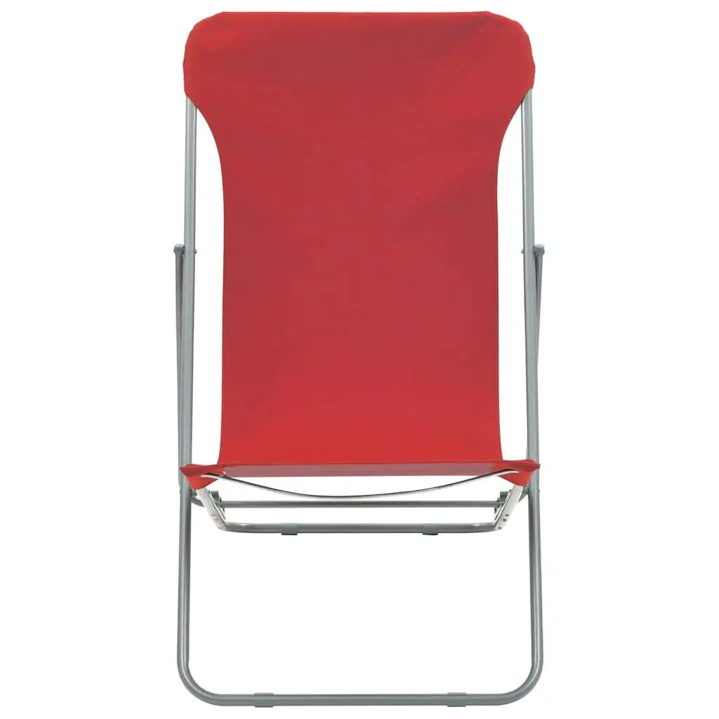 Folding Beach Chairs Powder-coated Steel Frame 600D Oxford Fabric 2 Pcs Red