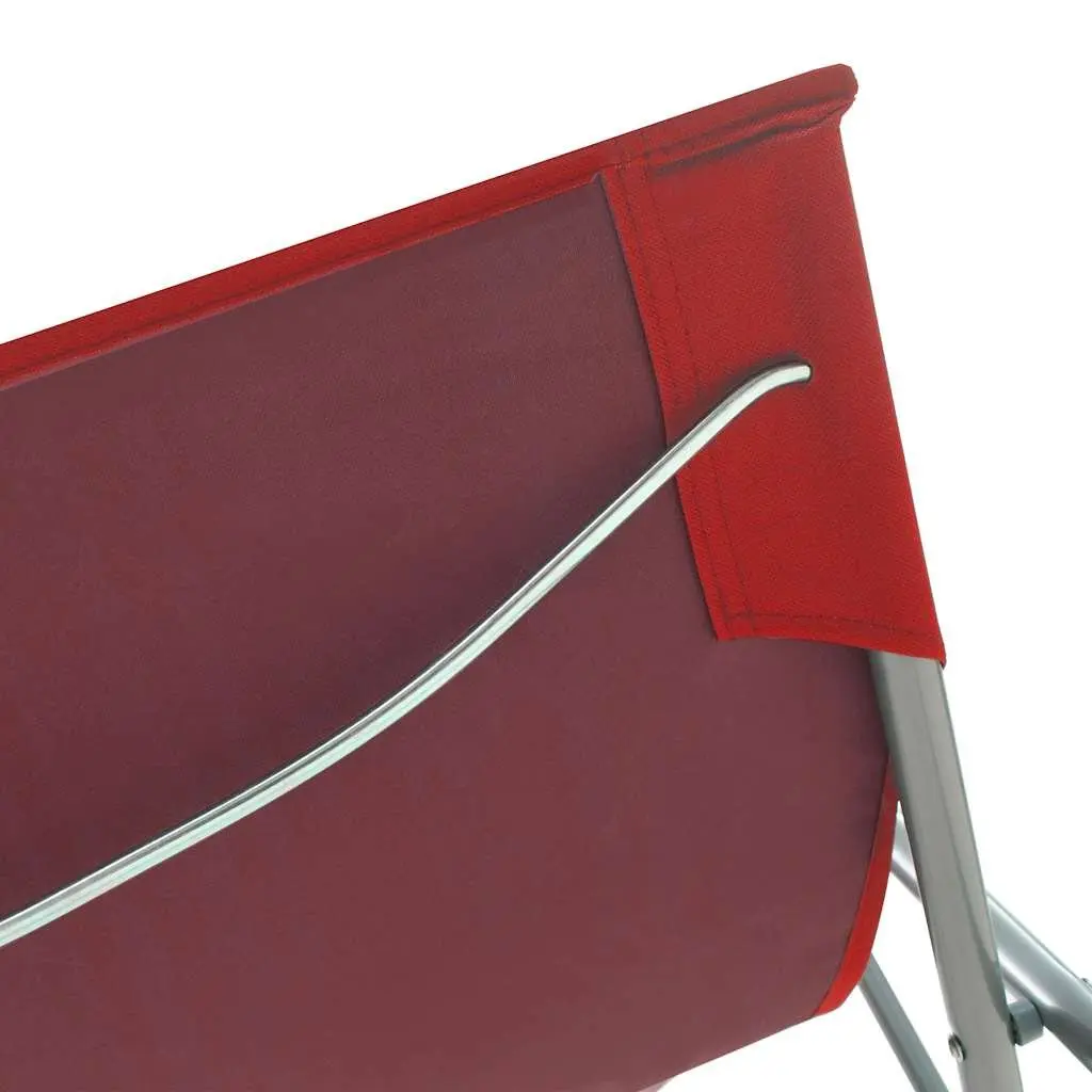 Folding Beach Chairs Powder-coated Steel Frame 600D Oxford Fabric 2 Pcs Red