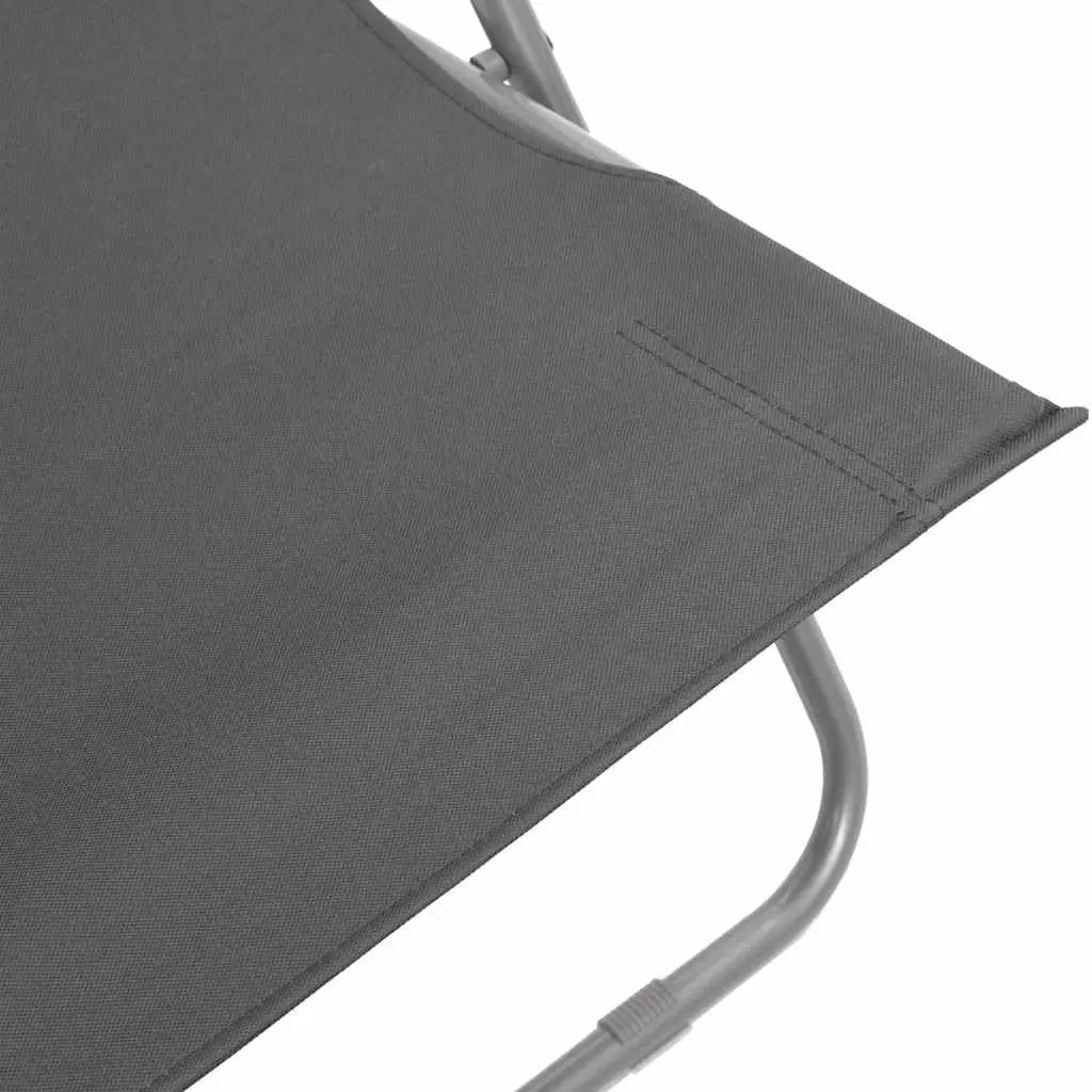 Folding Beach Chairs Set 2 pcs Steel Frame 600D Oxford Fabric Reclining Grey