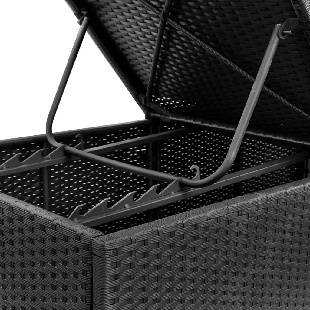 Sun Lounger with Cushion Poly Rattan Outdoor Patio Garden Lounge Chair Black