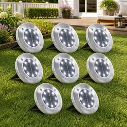 Solar Ground Lights 8 Pack LED Outdoor Garden Patio Path Landscape Lighting