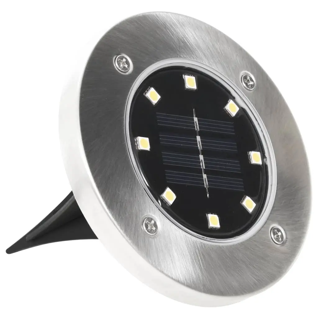 Solar Ground Lights LED Outdoor Lighting 8 Piece White