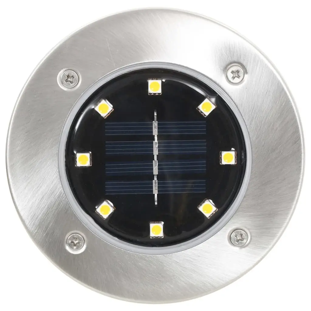 Solar Ground Lights LED Outdoor Lighting 8 Piece White