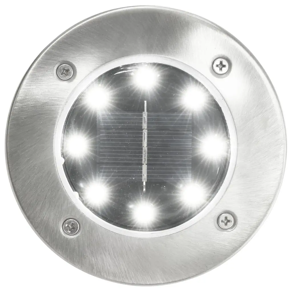 Solar Ground Lights LED Outdoor Lighting 8 Piece White