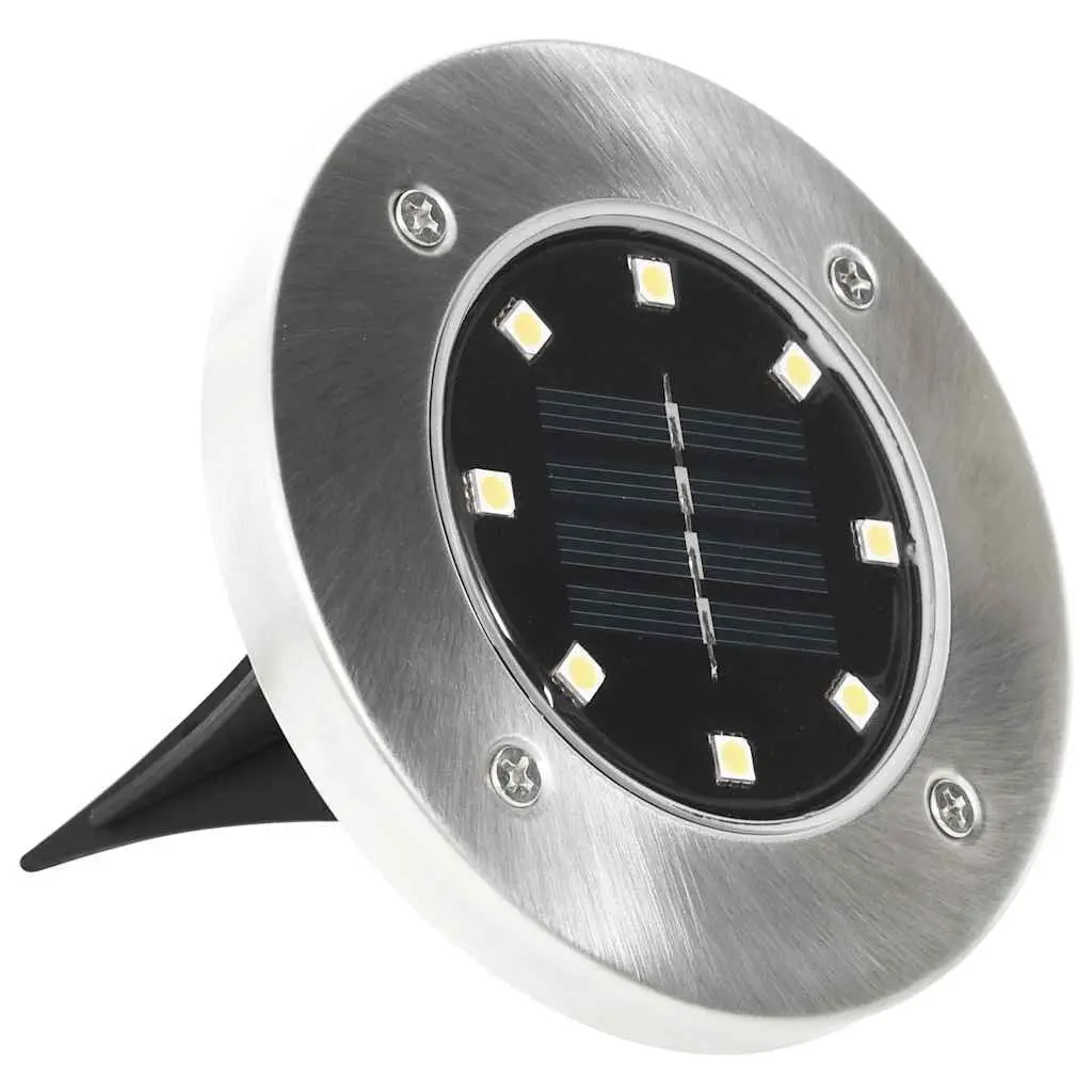 Solar Ground Lights LED Warm White 8 Piece Outdoor Garden Patio Pathway Lighting