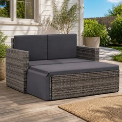 Perfect Patio Furniture: Rattan Lounge Set with Footstool