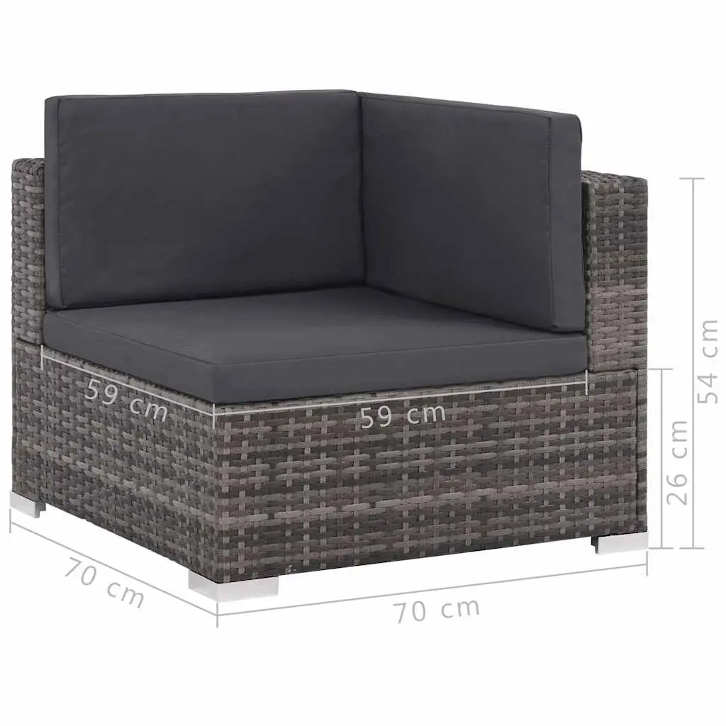 Garden Lounge Set Poly Rattan 8 Piece Sofa Patio Furniture Grey