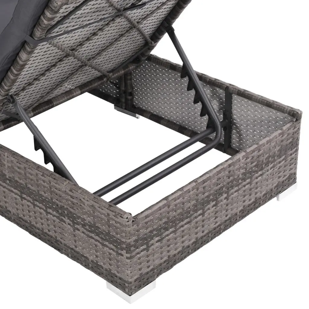 Garden Lounge Set Rattan 3 Piece Outdoor Sofa with Cushions Grey