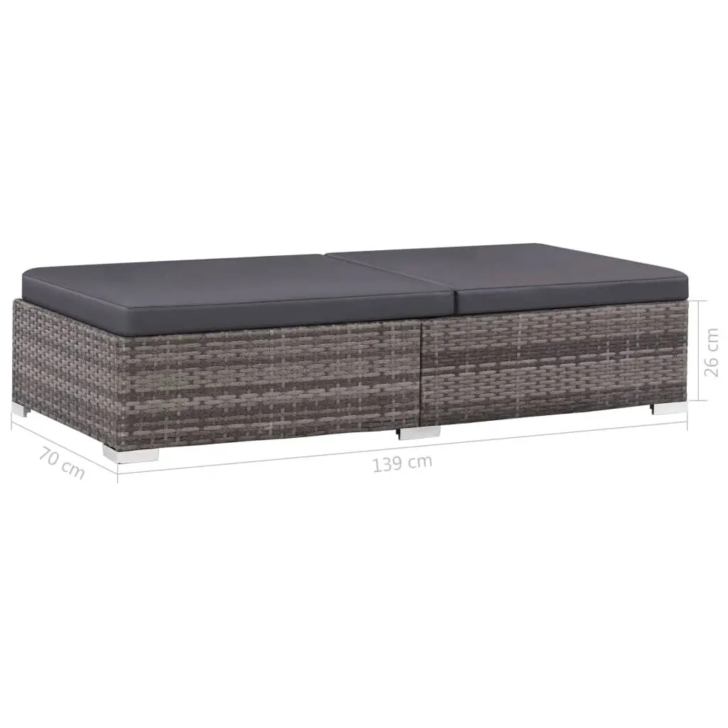 Garden Lounge Set Rattan 3 Piece Outdoor Sofa with Cushions Grey