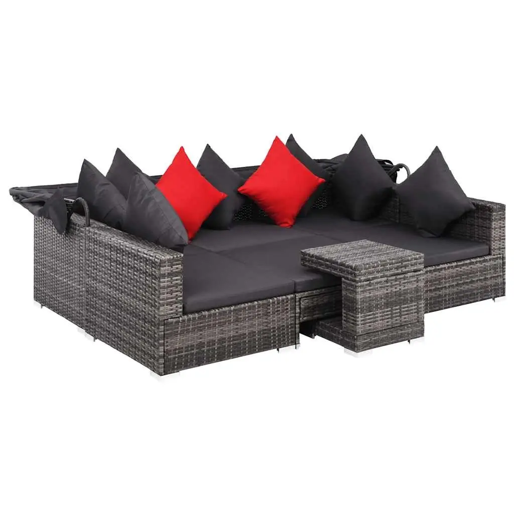 Garden Lounge Set Poly Rattan 7 Piece Outdoor Furniture Sofa Grey