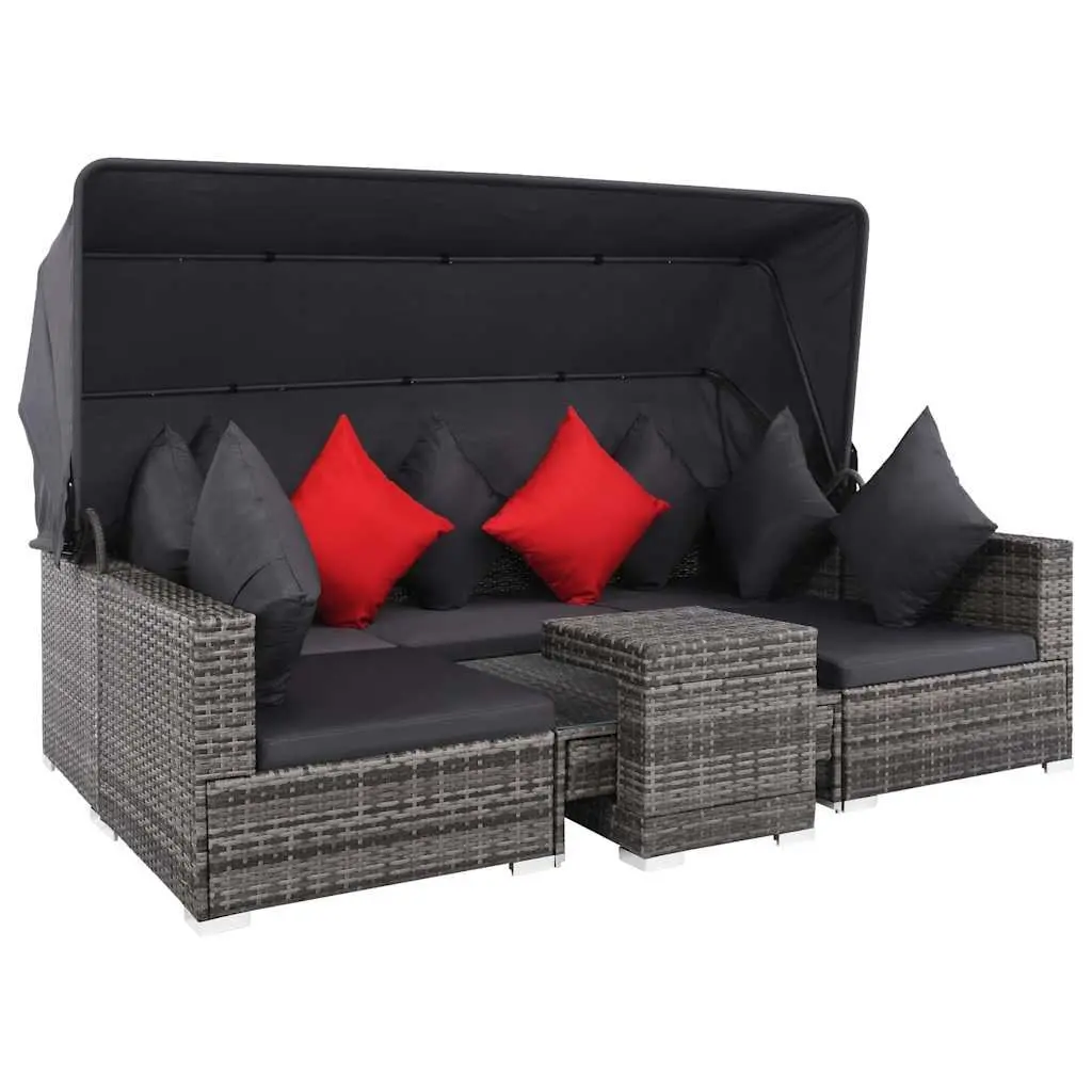 Garden Lounge Set Poly Rattan 7 Piece Outdoor Furniture Sofa Grey