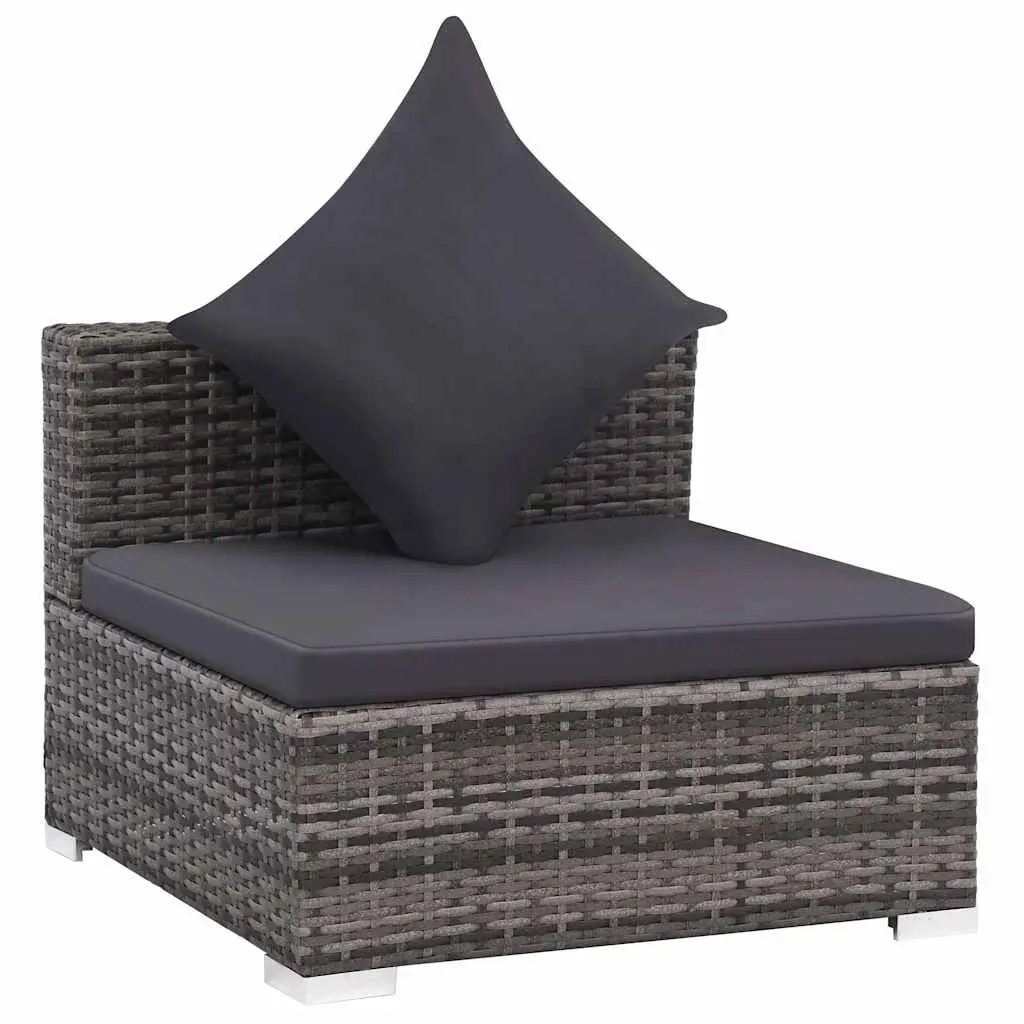 Garden Lounge Set Poly Rattan 7 Piece Outdoor Furniture Sofa Grey
