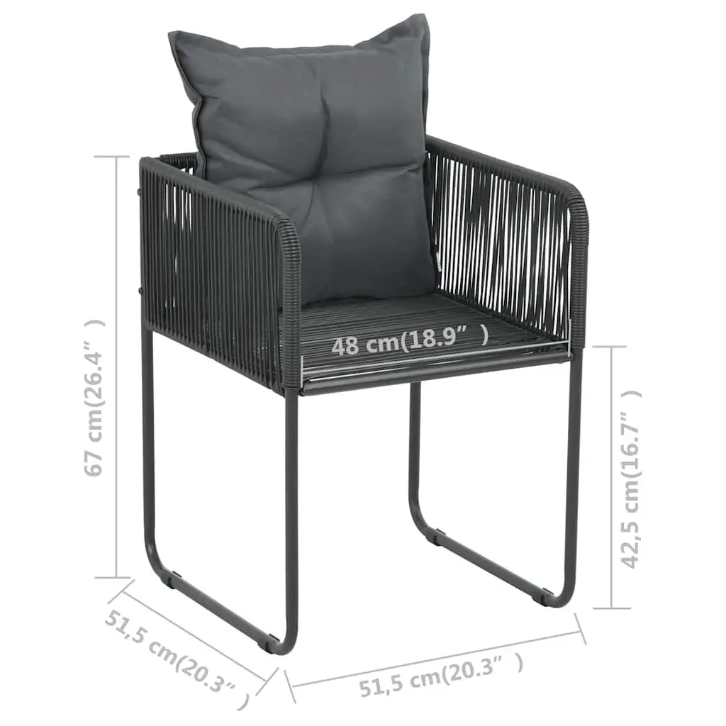 Outdoor Chairs PE Rattan 2 Piece Ergonomic Seating Black