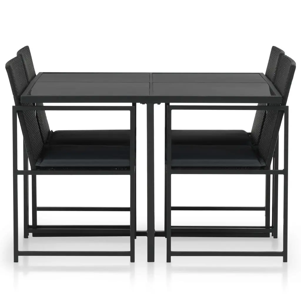 Outdoor Dining Set Black PE Rattan 5 Piece Table Chairs