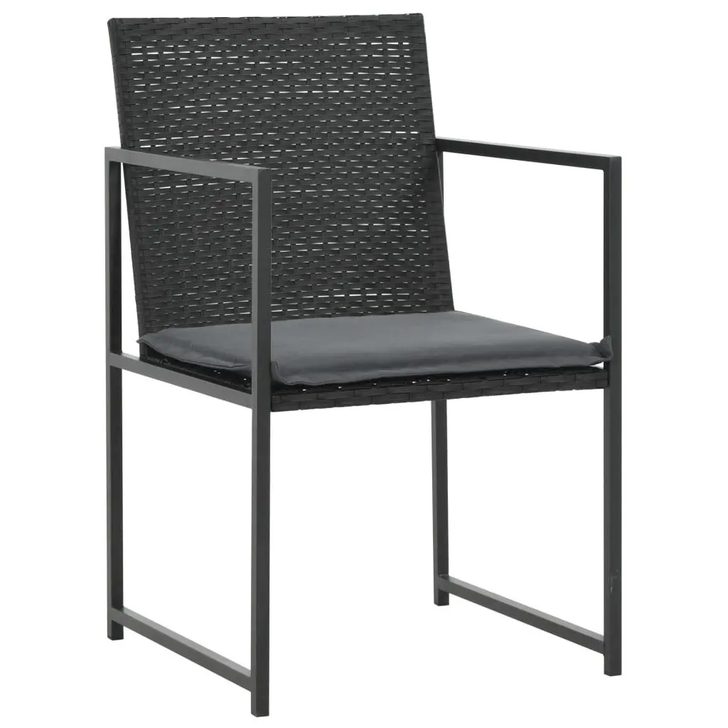 Outdoor Dining Set Black PE Rattan 5 Piece Table Chairs
