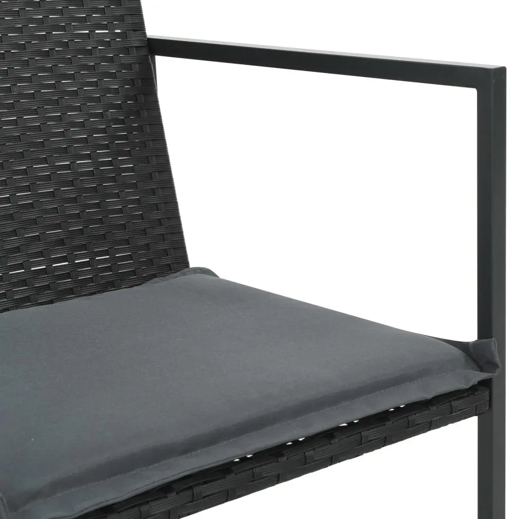 Outdoor Dining Set Black PE Rattan 5 Piece Table Chairs