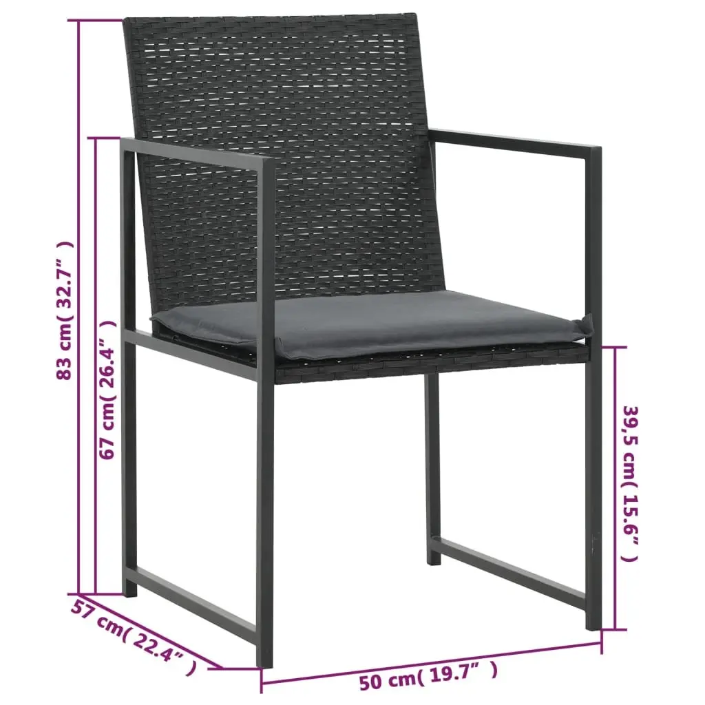 Outdoor Dining Set Black PE Rattan 5 Piece Table Chairs