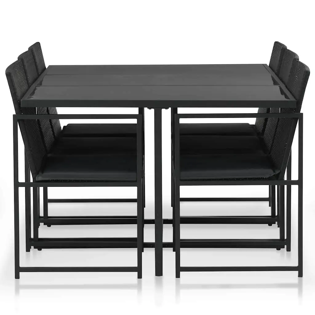 Outdoor Dining Set Poly Rattan 7 Piece Garden Patio Furniture Black