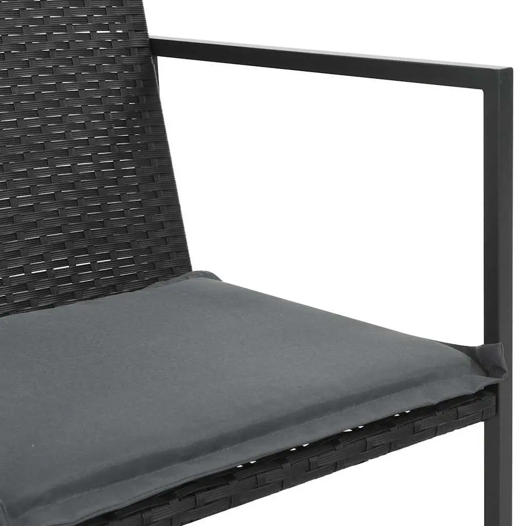 Outdoor Dining Set Poly Rattan 7 Piece Garden Patio Furniture Black