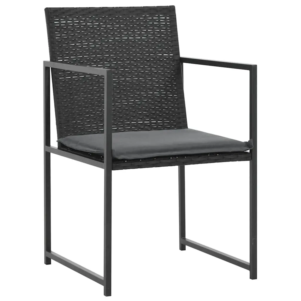 Outdoor Dining Set 9 Piece PE Rattan Garden Furniture Black Steel Table Chairs
