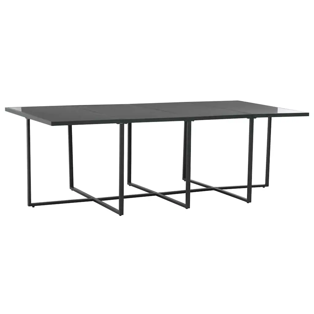Outdoor Dining Set 9 Piece PE Rattan Garden Furniture Black Steel Table Chairs