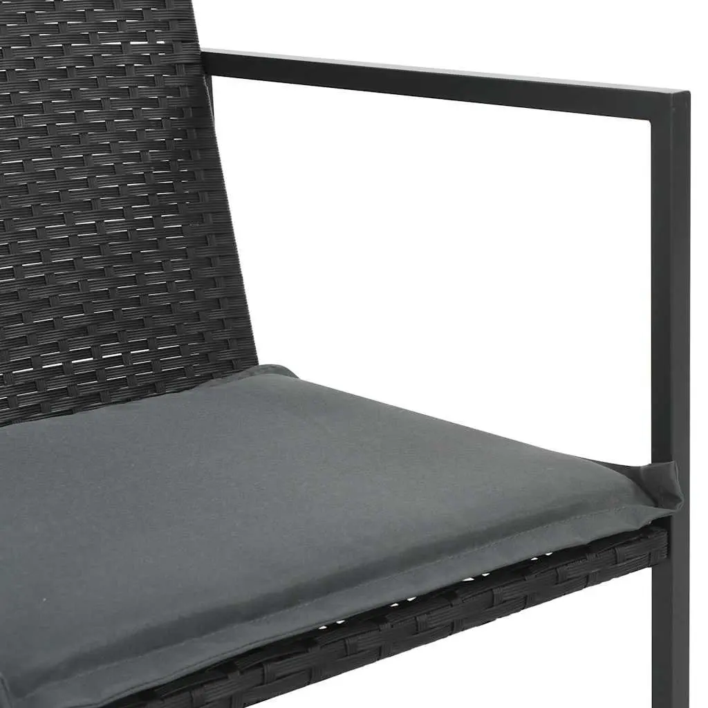 Outdoor Dining Set 9 Piece PE Rattan Garden Furniture Black Steel Table Chairs