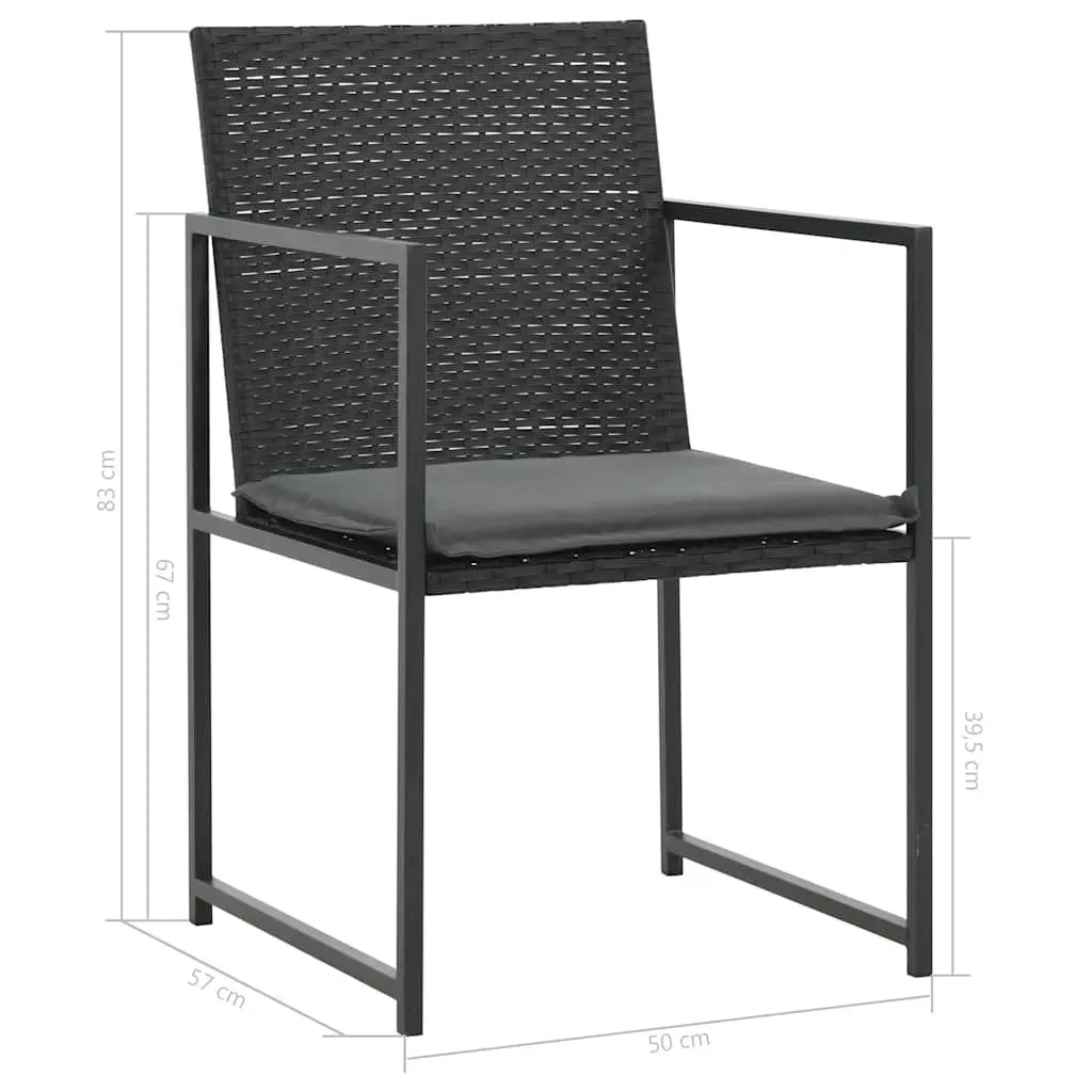Outdoor Dining Set 9 Piece PE Rattan Garden Furniture Black Steel Table Chairs
