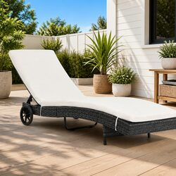 Garden Sun Lounger with Adjustable Backrest and Easy Mobility