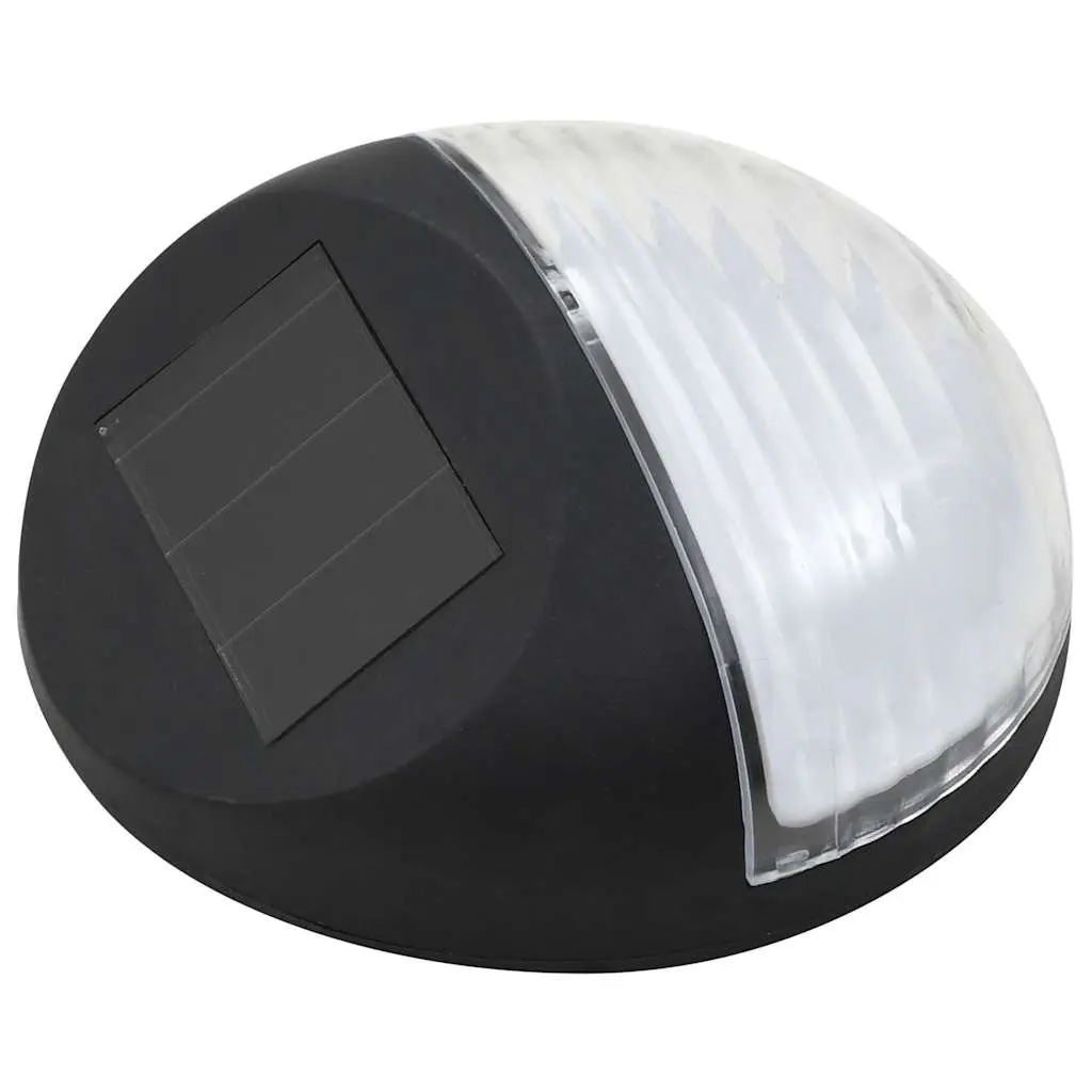 Outdoor Solar LED Wall Lamps Black Round 12 Piece Garden Fence Lighting
