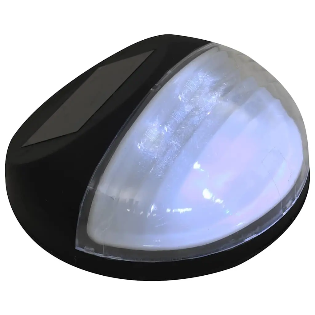 Outdoor Solar LED Wall Lamps Black Round 12 Piece Garden Fence Lighting