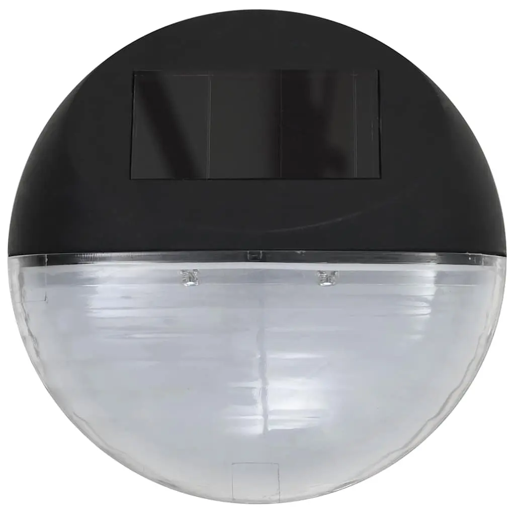 Outdoor Solar LED Wall Lamps Black Round 12 Piece Garden Fence Lighting