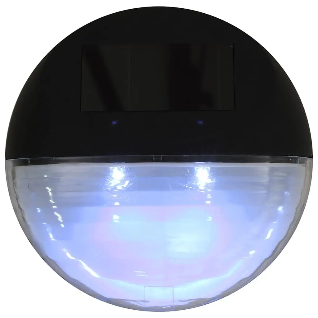 Outdoor Solar LED Wall Lamps Black Round 12 Piece Garden Fence Lighting