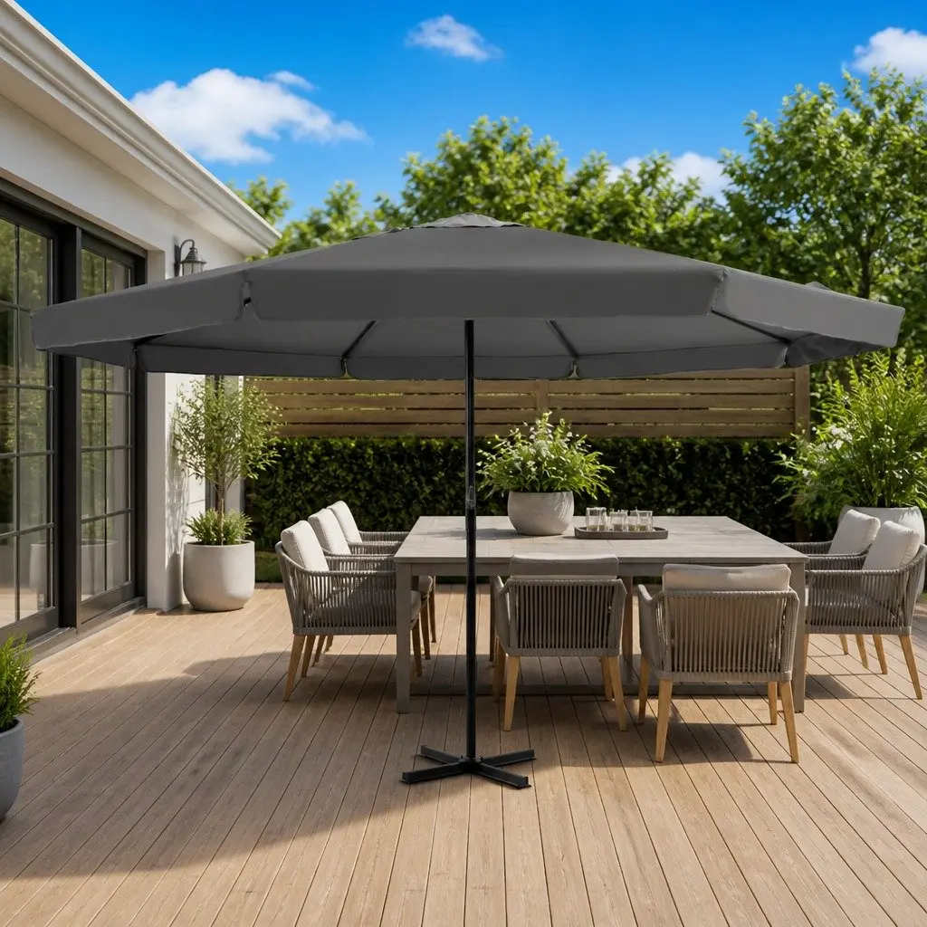 Outdoor Parasol Aluminium Crank 500cm Anthracite UV Protective Polyester Sunshade Garden