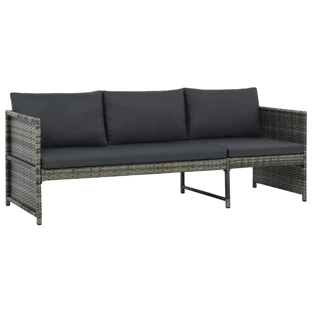 Garden Lounge Set 3 Piece Poly Rattan Sofa Stool Coffee Table Outdoor Grey
