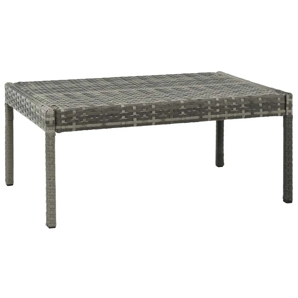 Garden Lounge Set 3 Piece Poly Rattan Sofa Stool Coffee Table Outdoor Grey