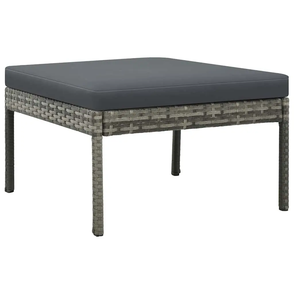 Garden Lounge Set 3 Piece Poly Rattan Sofa Stool Coffee Table Outdoor Grey