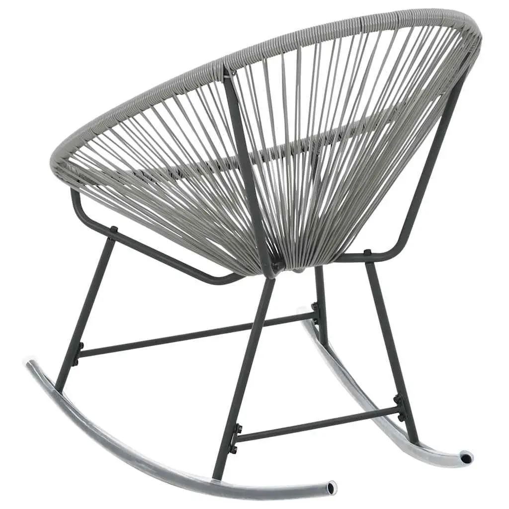 Outdoor Rocking Moon Chair Grey Poly Rattan Garden Patio Seating Furniture