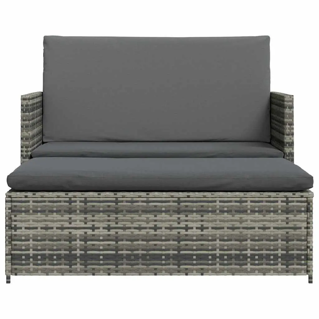2 Piece Poly Rattan Garden Lounge Sofa Set with Cushions Patio Outdoor