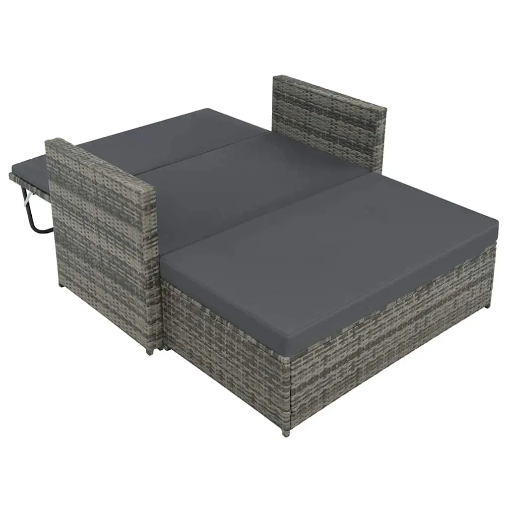 2 Piece Poly Rattan Garden Lounge Sofa Set with Cushions Patio Outdoor