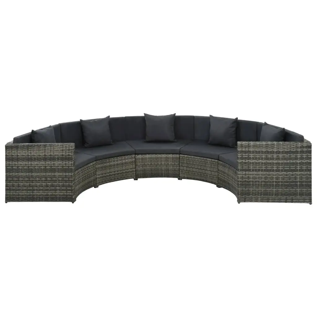 Outdoor Patio Furniture Set 7 Piece Poly Rattan Modular Garden Lounge Grey
