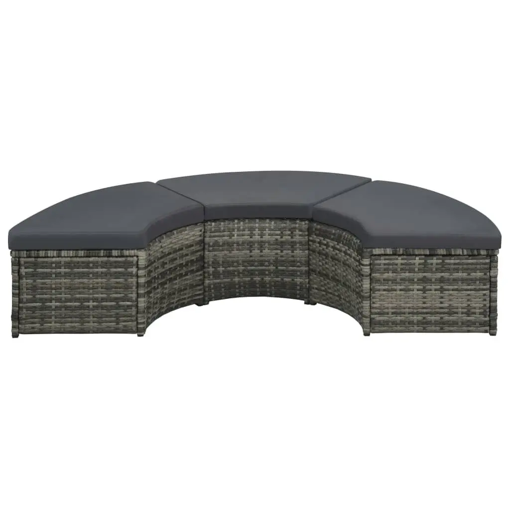Outdoor Patio Furniture Set 7 Piece Poly Rattan Modular Garden Lounge Grey